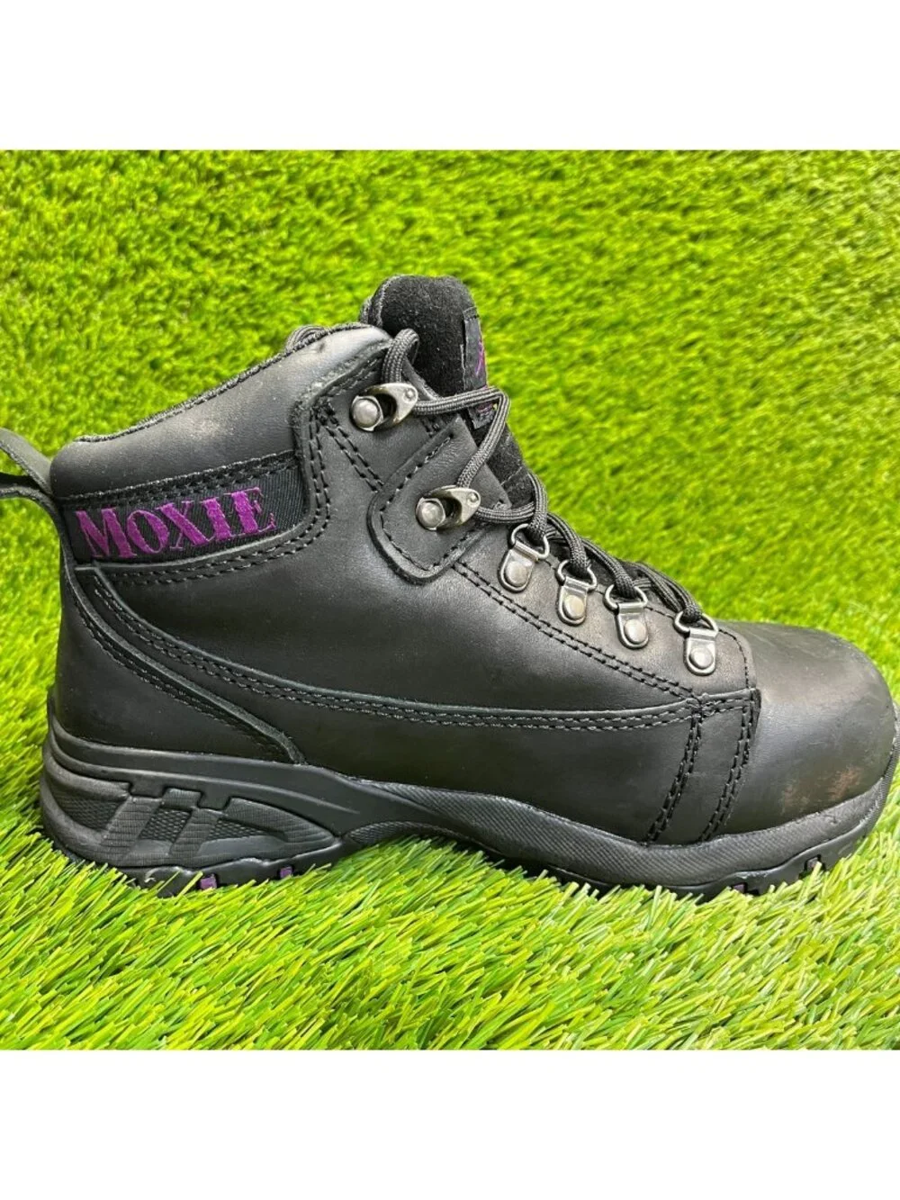 Moxie Trades Vegas Womens Size 8D Black Leather Steel Toe Safety Work Boots